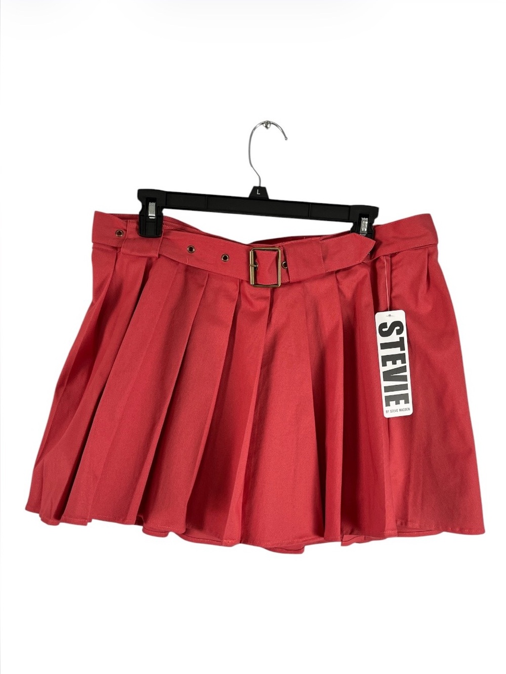 NWT Stevie by Steve Madden Pleated Mini Skirt Size M   Cranberry MSRP 54